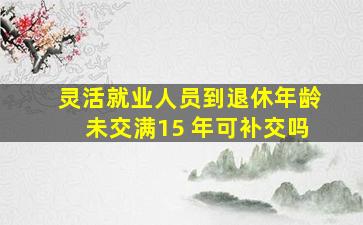 灵活就业人员到退休年龄未交满15 年可补交吗